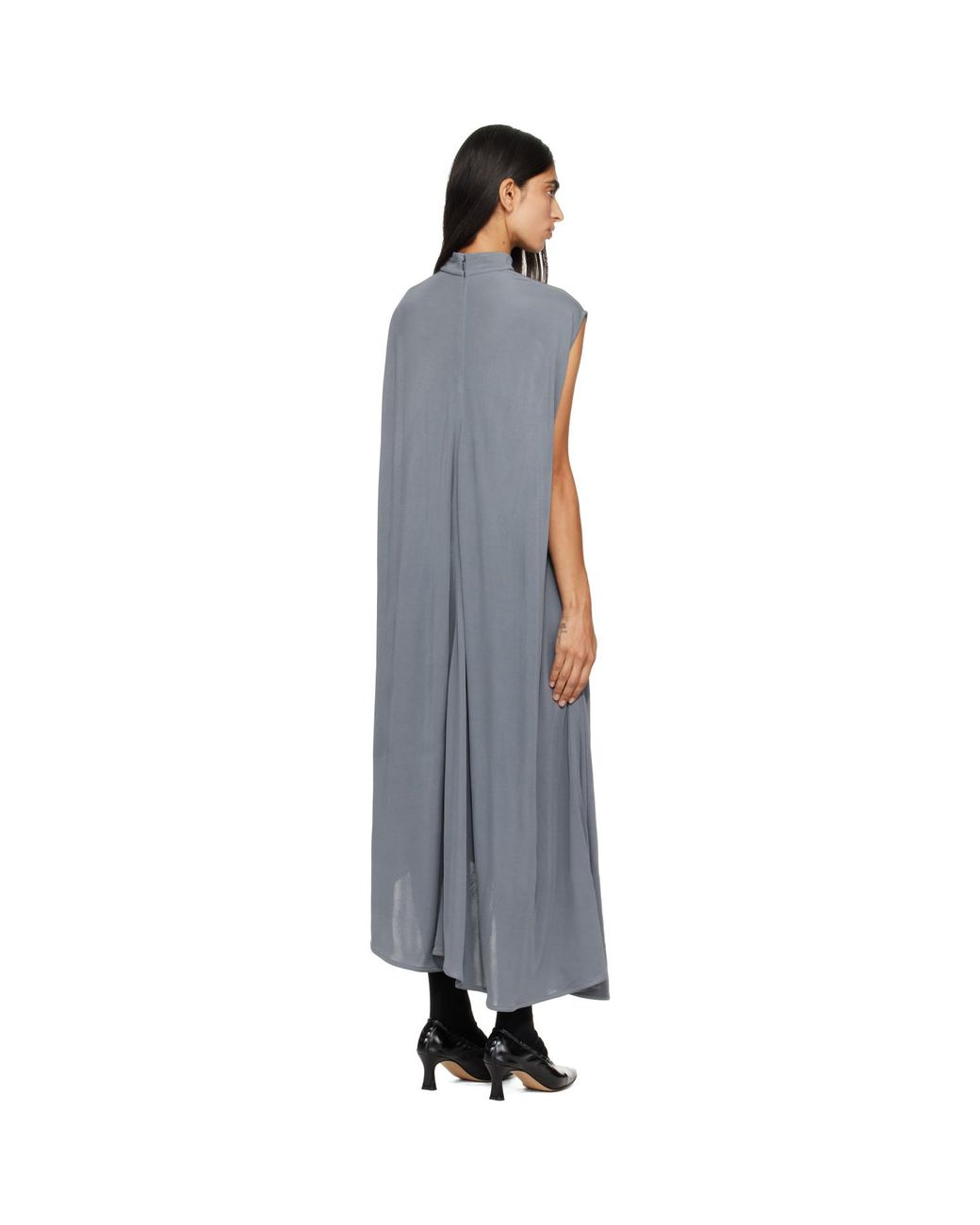 Bottega Veneta Blue Crepe Viscose Jersey Maxi Dress