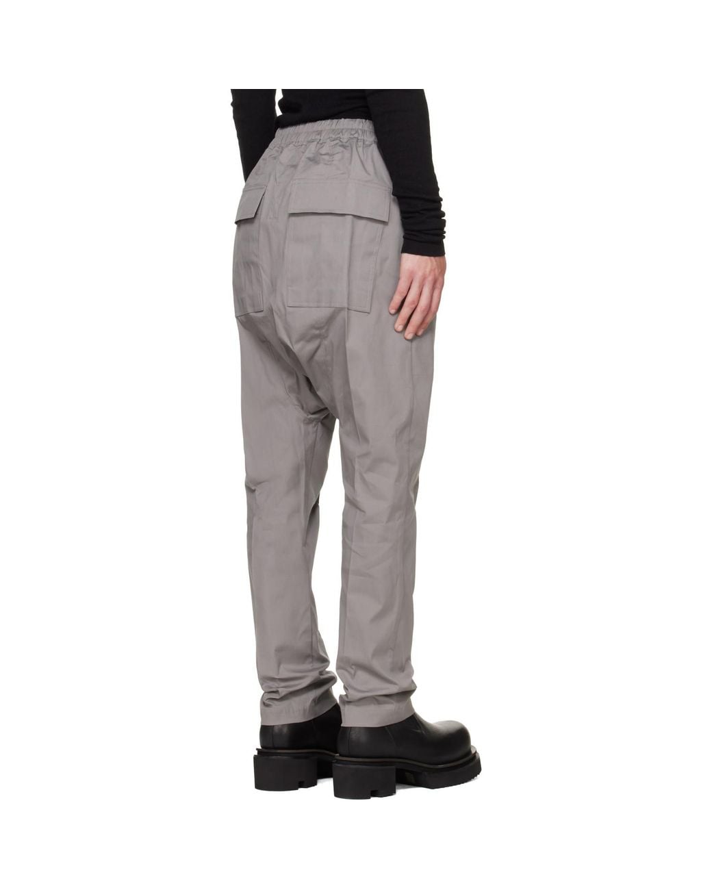 Rick Owens Gray Tower Drawstring Long Trousers for men
