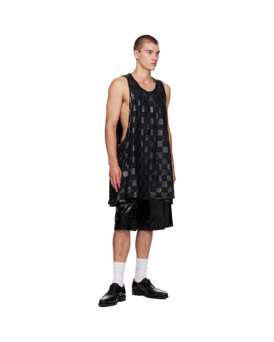 Comme des Garçons Black Smooth Gloss Print Check Tank Top for men