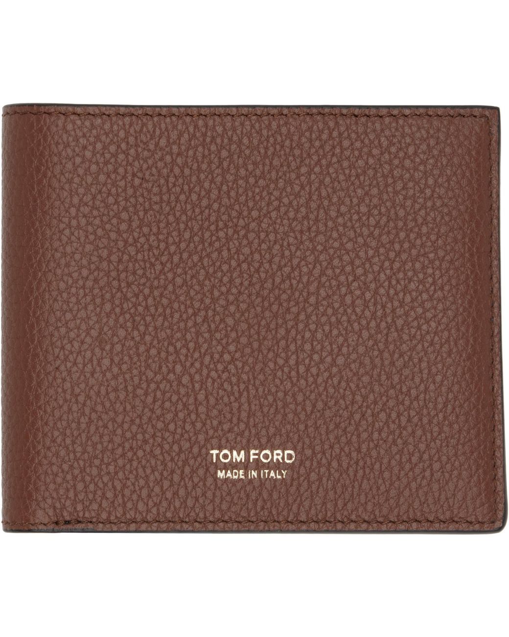 Tom Ford Brown Tan Grain Leather Classic Bifold Wallet for men