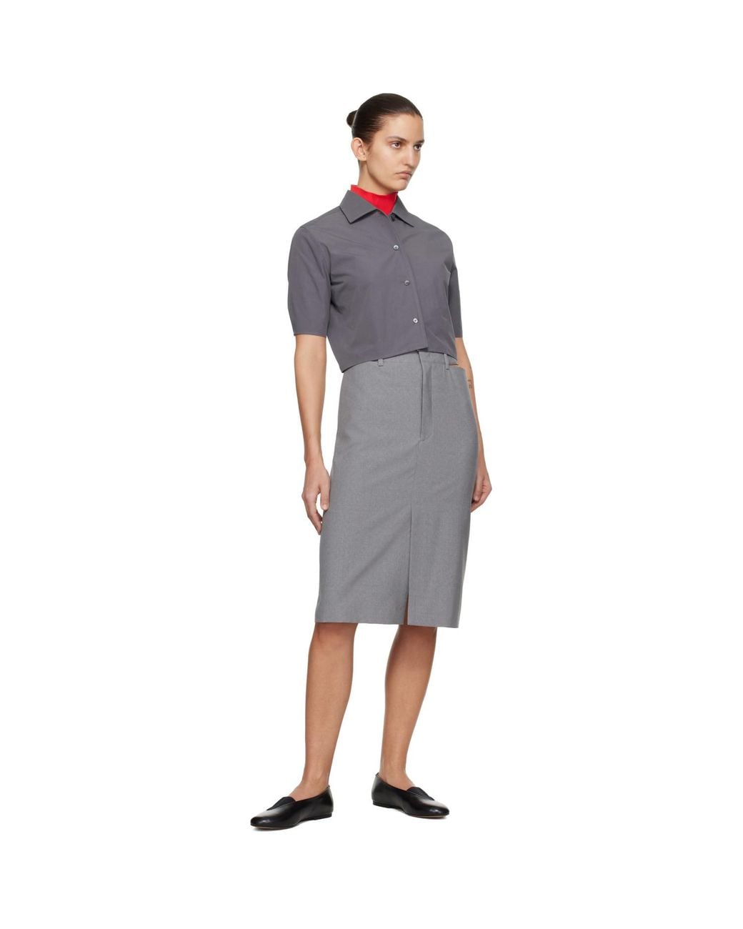 Jil Sander Black Wool Midi Skirt