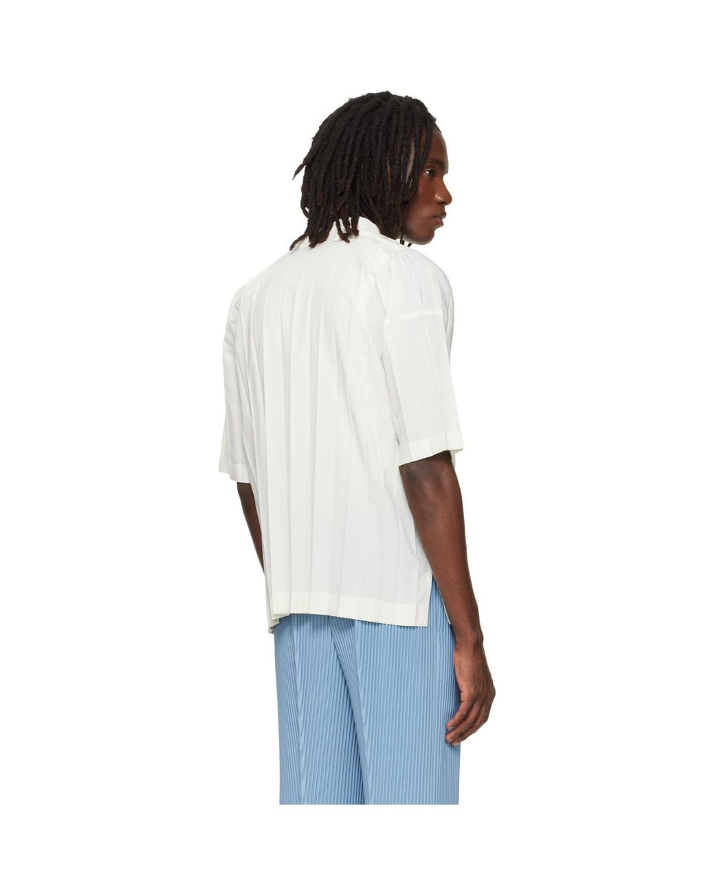 Homme Plissé Issey Miyake White Off- Edge Shirt for men