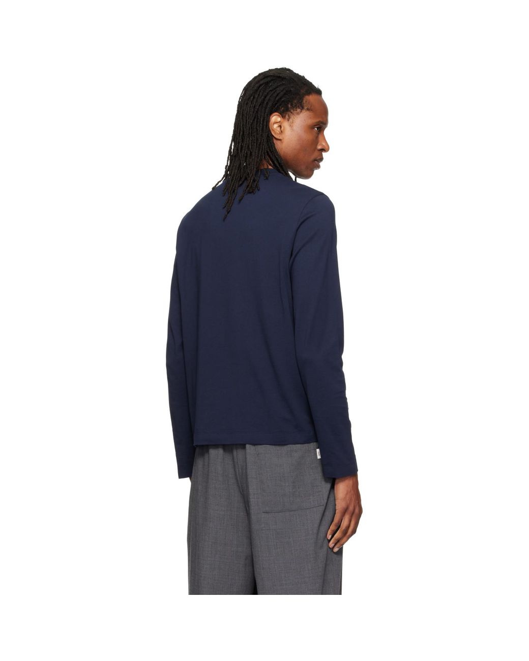 AMI Blue Cotton Longsleeves Ami De Coeur T-Shirt for men