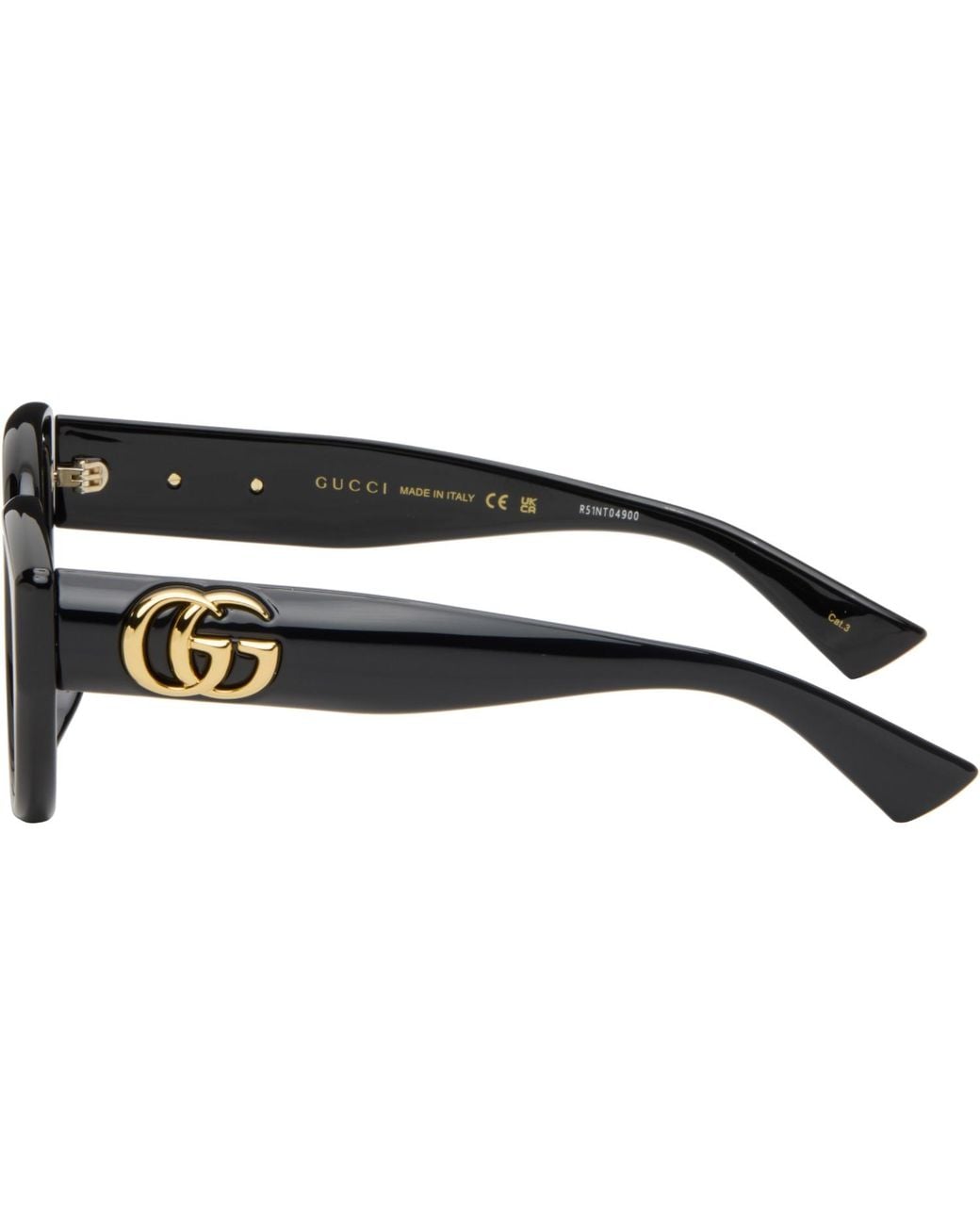 Gucci Black Low Nose Bridge Fit Sunglasses