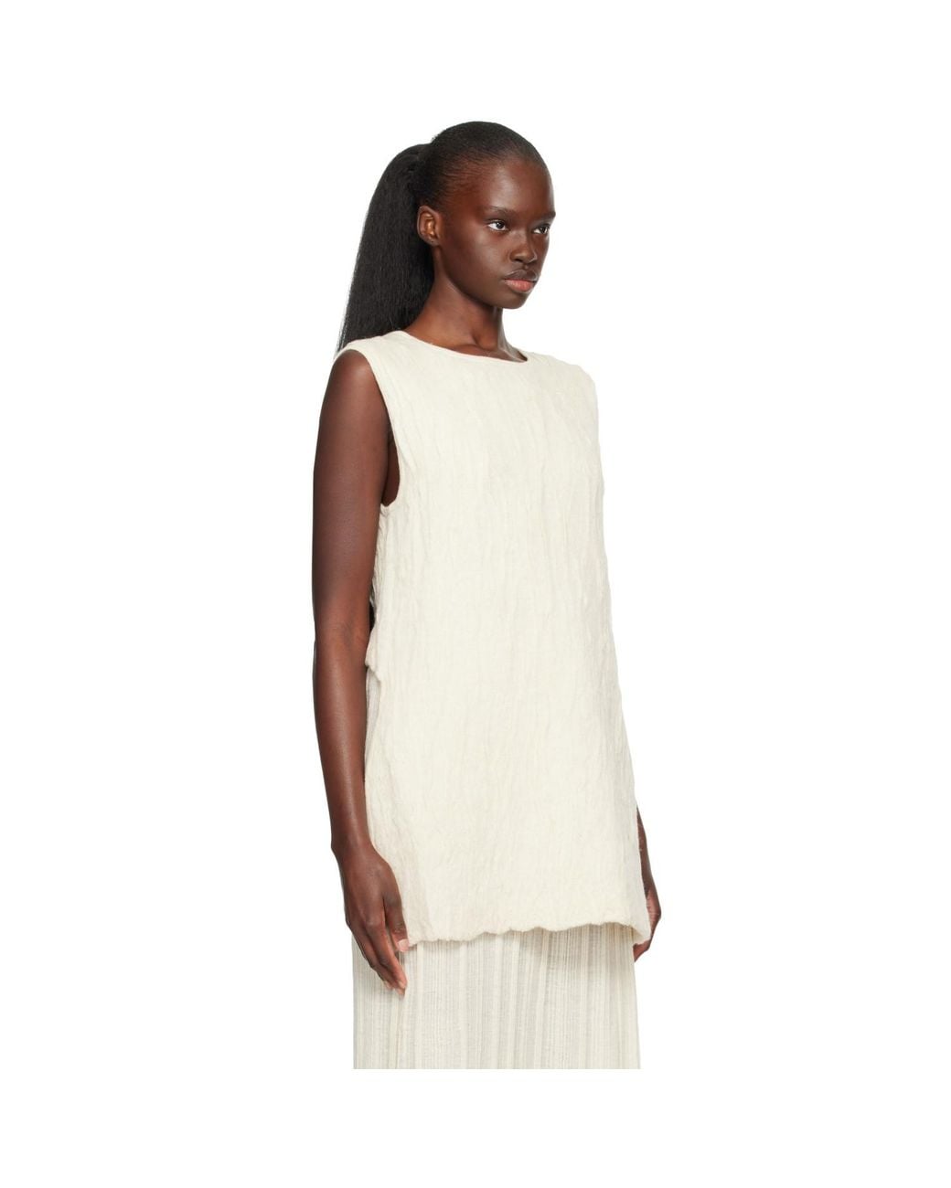 Lauren Manoogian Black Off- Gauze Apron Shell Tank Top