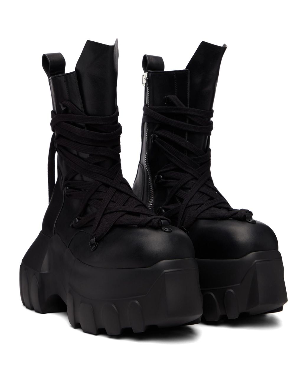Rick Owens Black Tower Megalace Mega Tractor Boots for men
