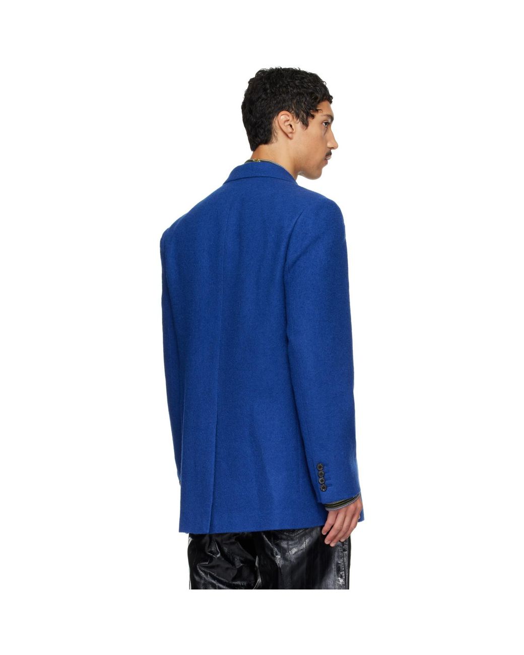 Dries Van Noten Blue Oversized Wool Blazer for men