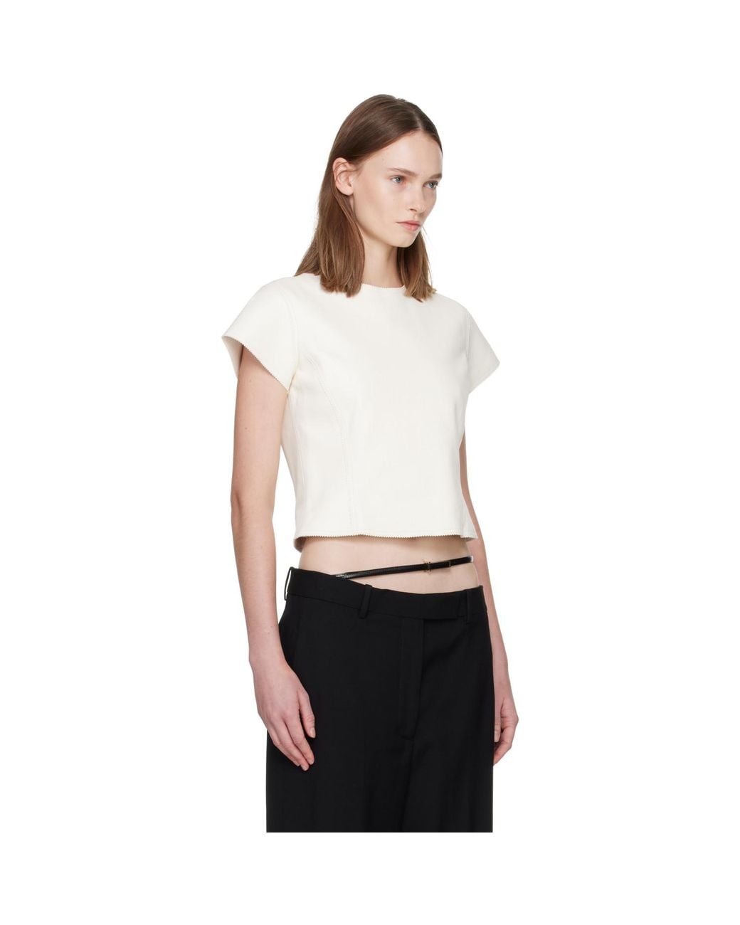 Tom Ford White Off- Lightweight Guanteria Fitted Lambskin T-Shirt