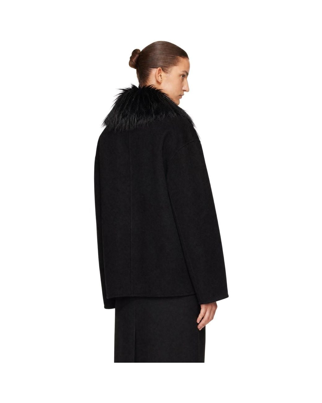 Loulou de Saison Black Rafe Detachable Faux-Fur Collar Jacket