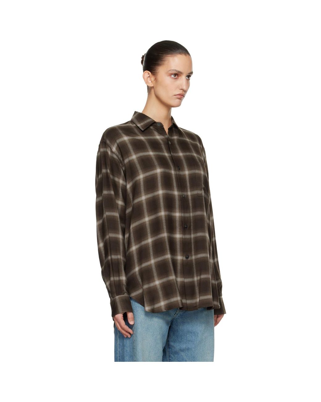 Ssstein Black Check Oversized Ls Shirt