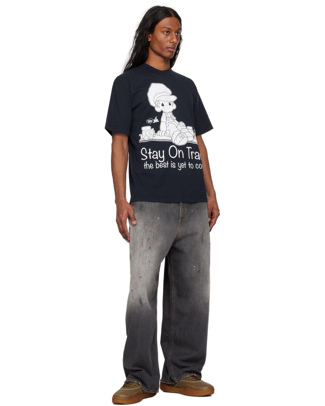 ONLINE CERAMICS Precious Moments 'Stay On Track' T-Shirt in Black