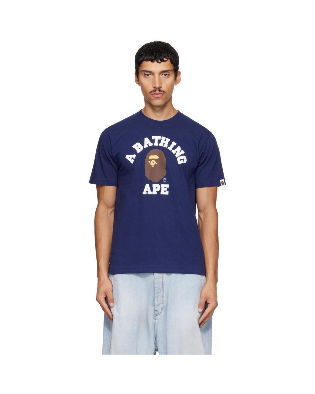 A Bathing Ape Blue College T-Shirt for men