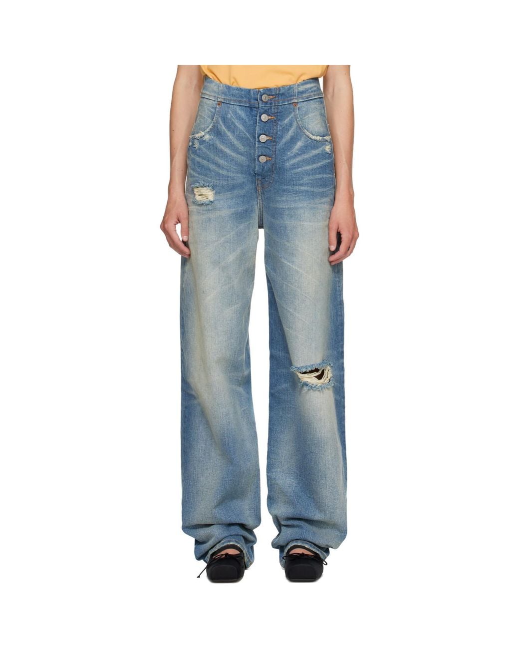 MM6 by Maison Margiela Blue Distressed Jeans