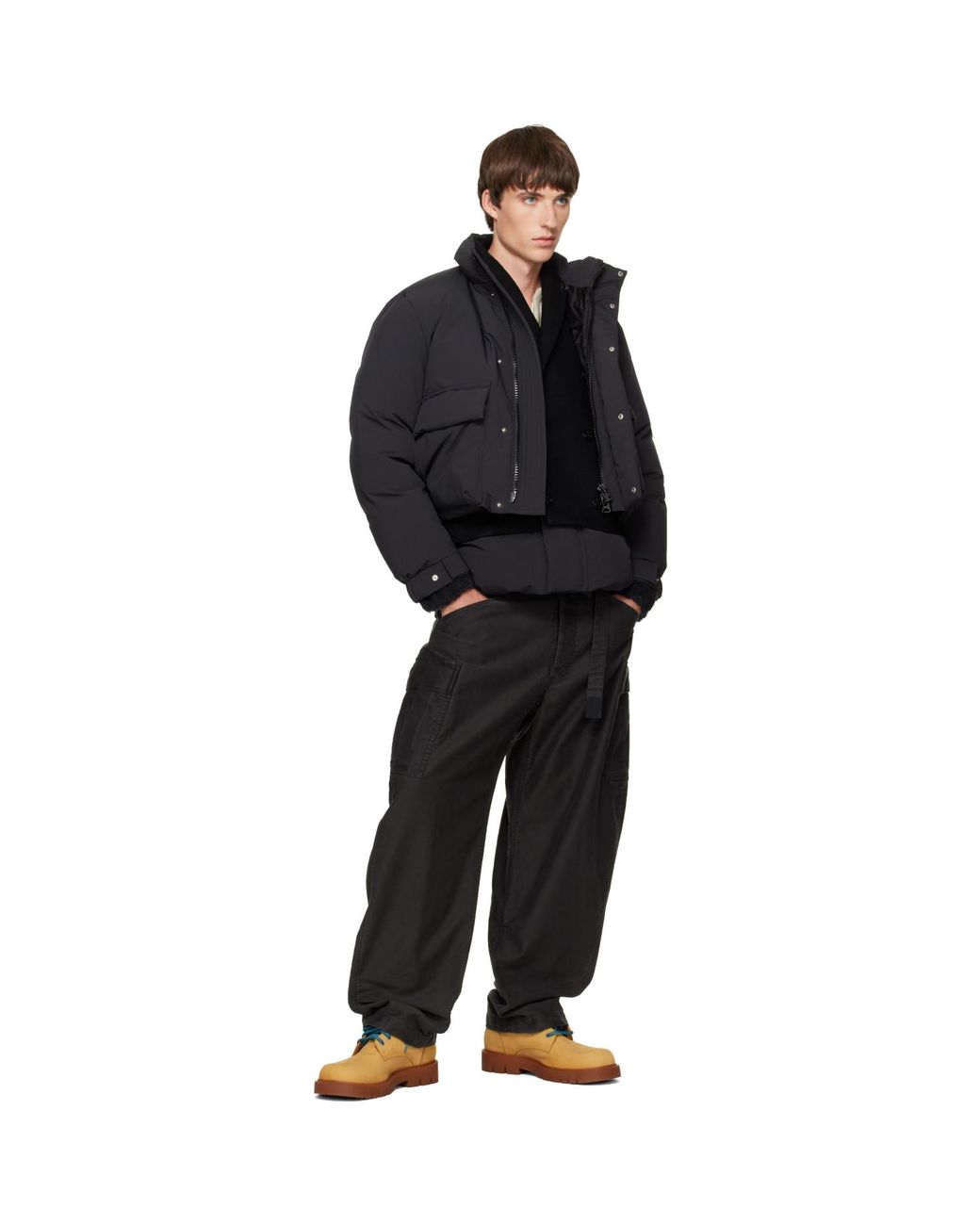 Sacai Black Down Puffer Blouson Jacket for men