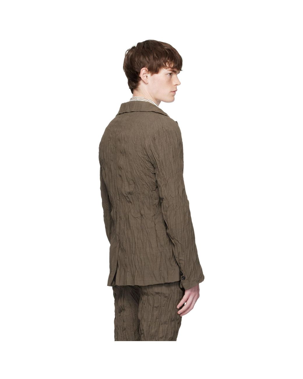 Bottega Veneta Brown Crushed Wool Blazer for men