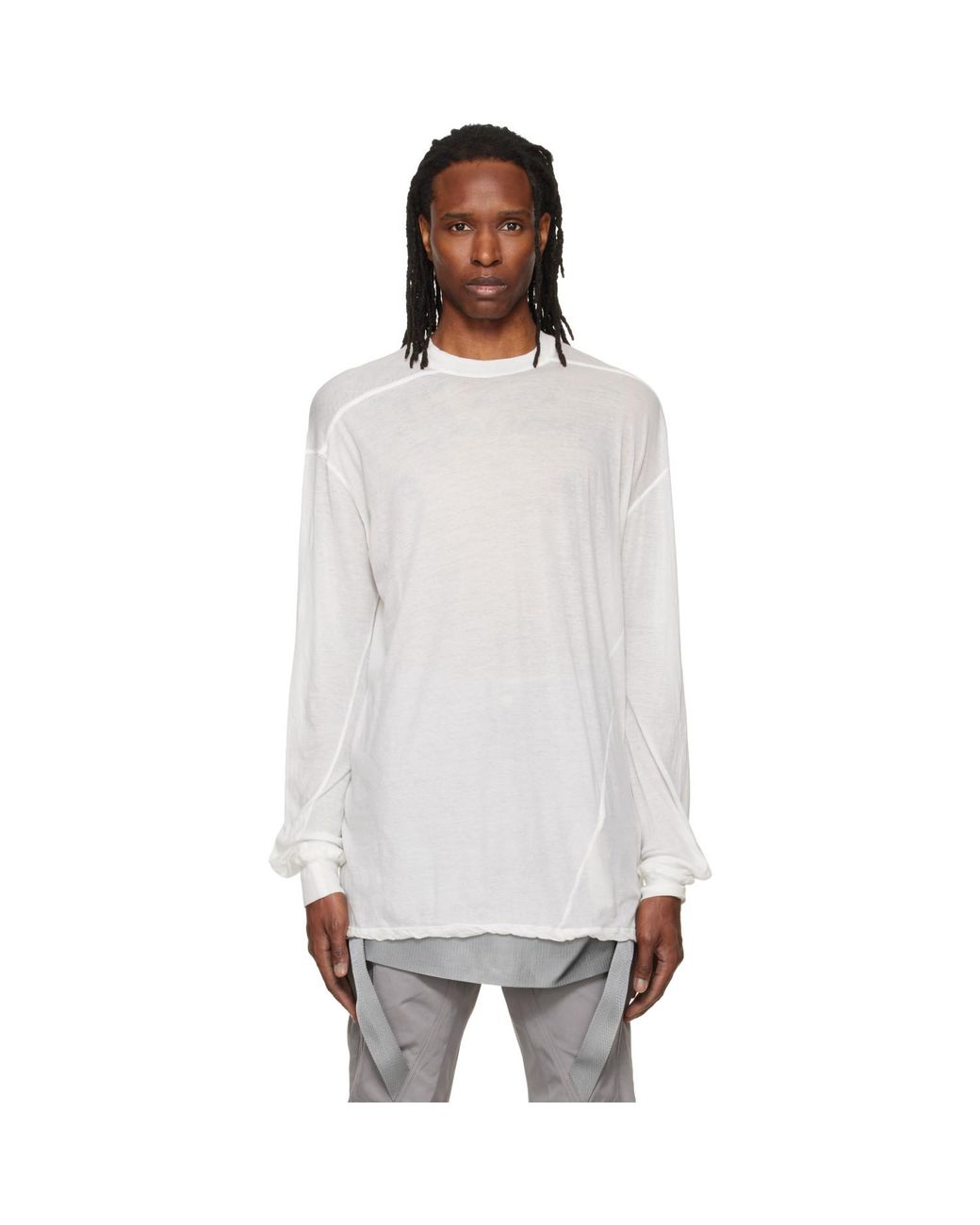 Rick Owens White Off- Tower Rick S Jumbo L/S T-Shirt for men