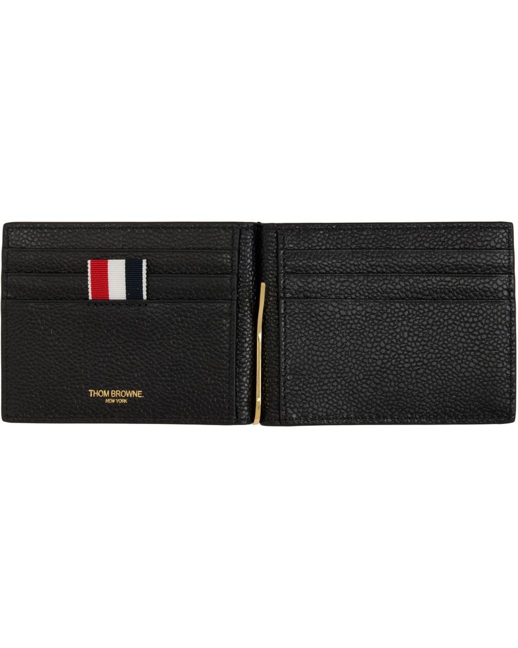 Thom Browne Black Pebble Grain Money Clip Wallet for men
