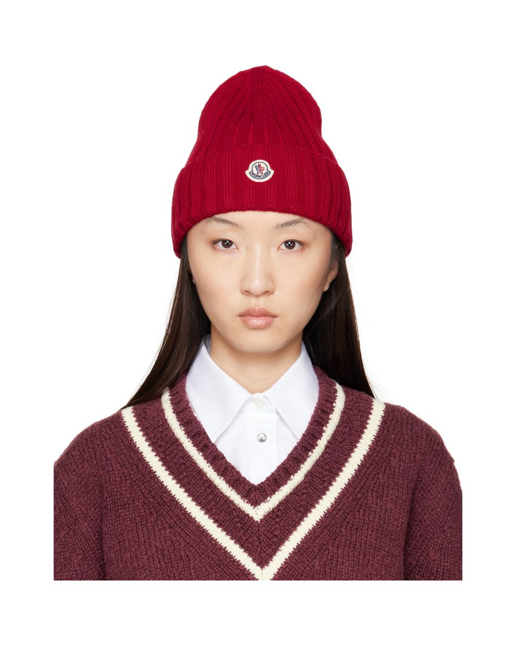 Moncler Red Wool Beanie