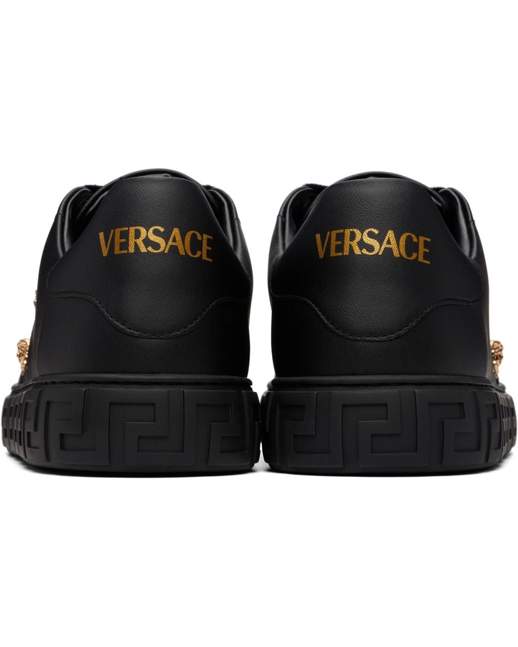 Versace Black Greca Embellished Nylon Sneakers for men