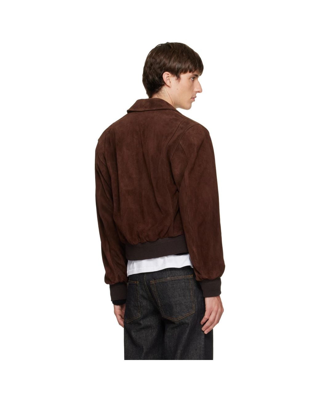 TONYWACK Brown Split Patch Pocket Suede Jacket for men