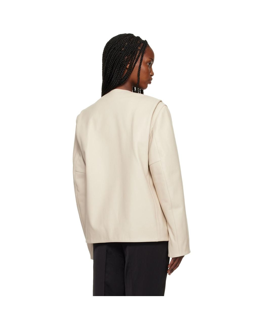 Totême Natural Off- Minimal Leather Biker Jacket