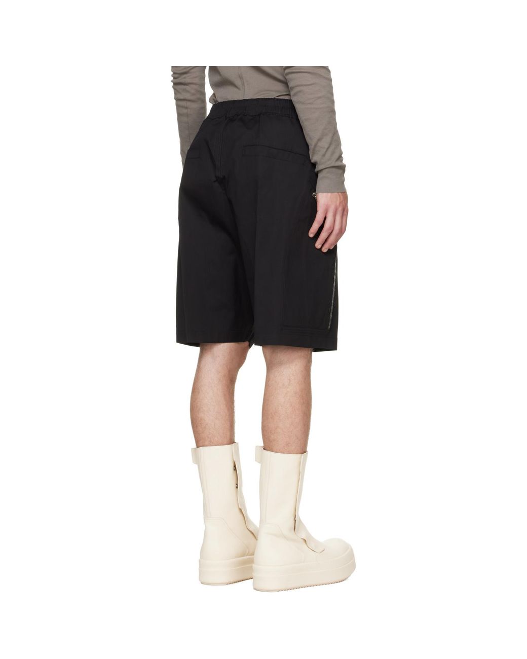 Rick Owens Black Tower Heizer Cargo Shorts for men