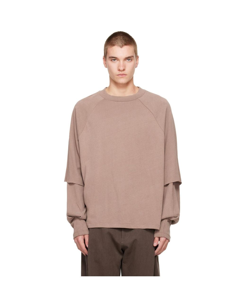 Seventh Brown Raglan Layered Longsleeve T-Shirt for men