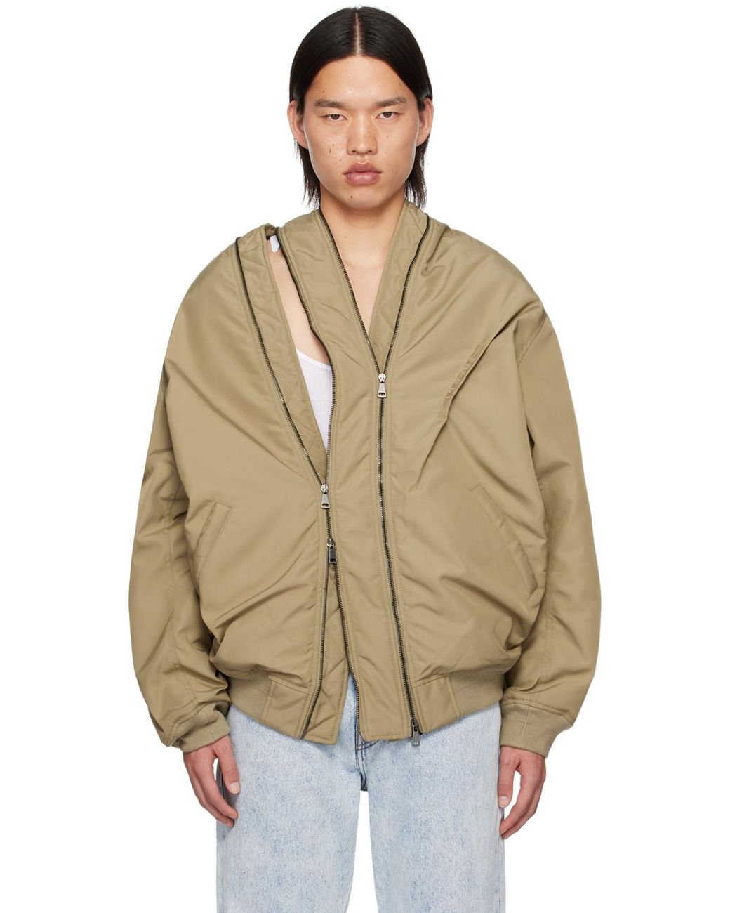 y-project-DARKBEIGE-Double-Zip