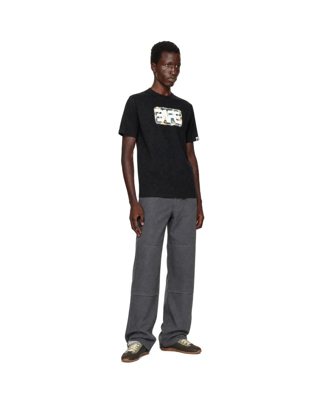 A Bathing Ape Black 1St Camo Round Box Logo T-Shirt for men