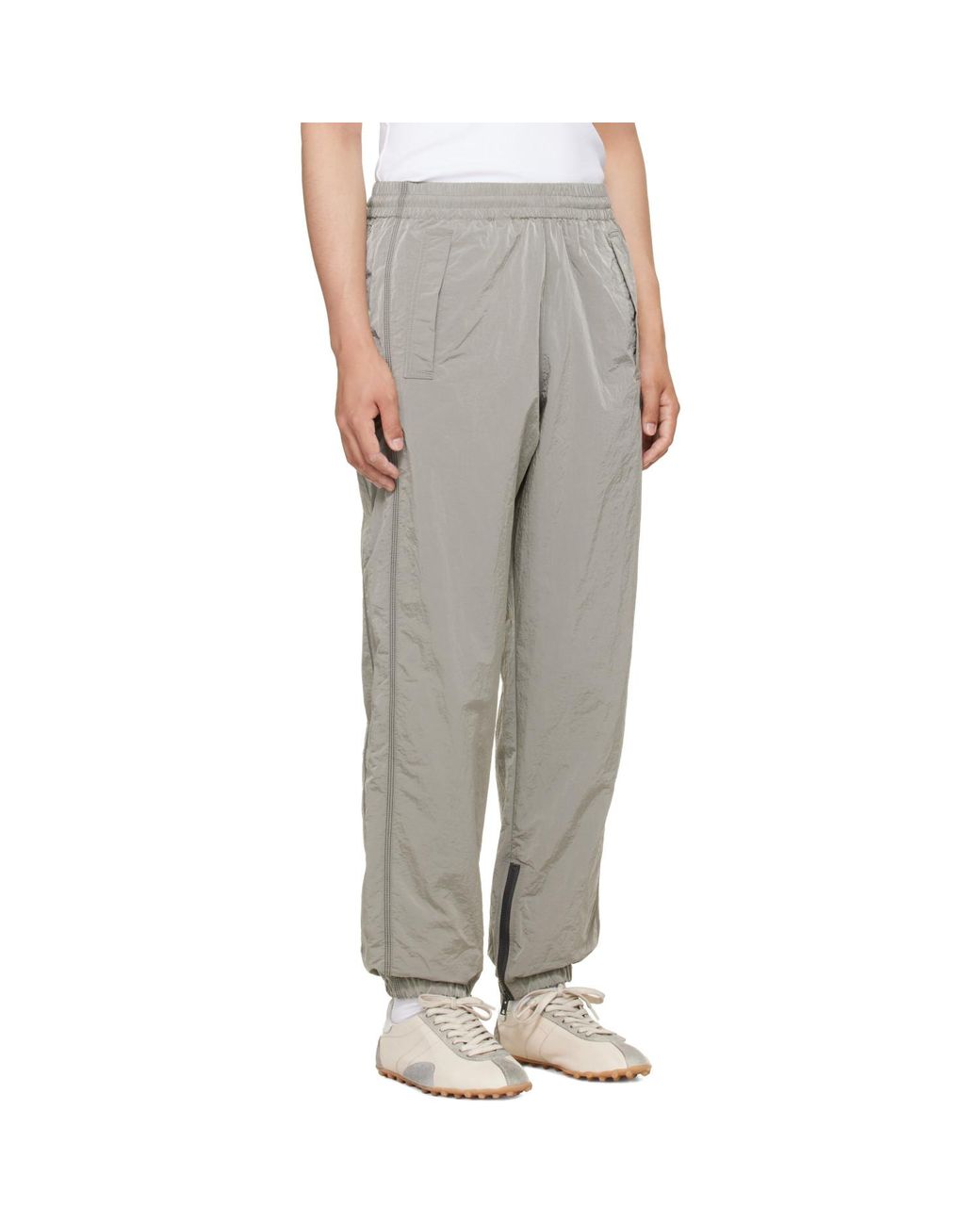 DIESEL Gray Crinkle Effect Nylon Trousers for men