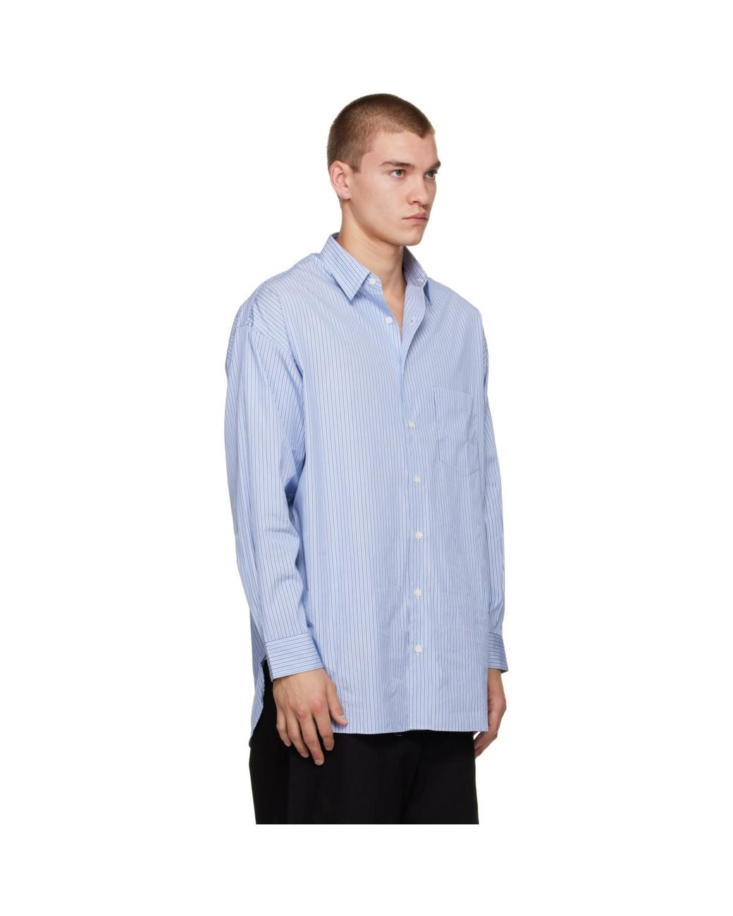 Comme des Garçons Blue Cotton Stripe Shirt for men