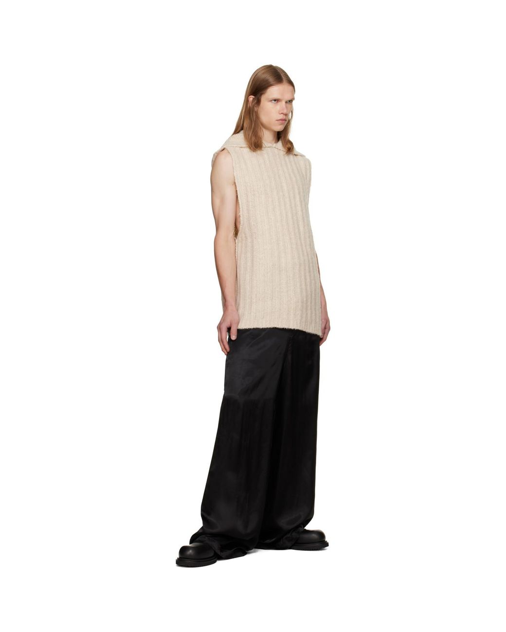 Rick Owens Natural Off- Tower Hooded Tank Hoodie for men