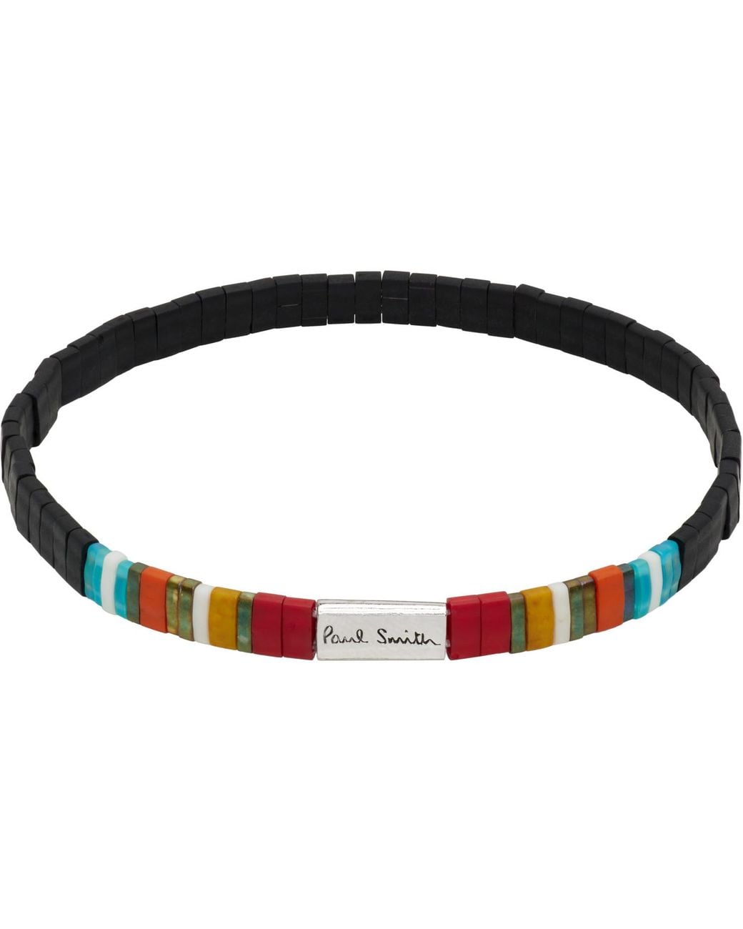 Paul Smith Black Stripe Flat Bead Bracelet for men