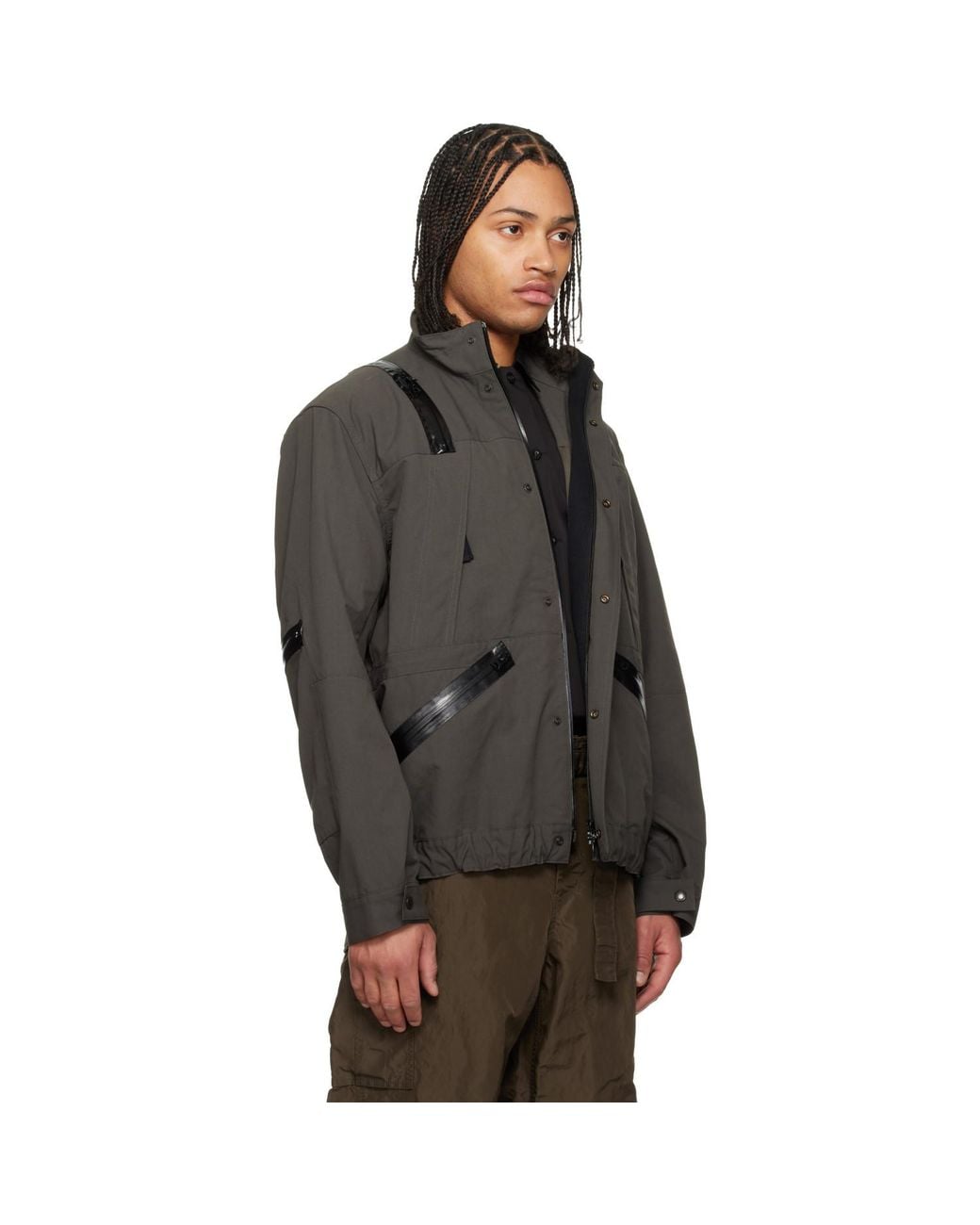 Sacai Black Khaki Weathercloth Blouson Jacket for men