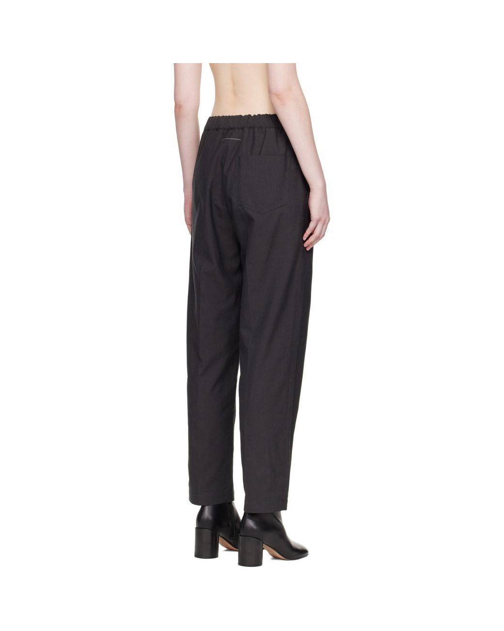 MM6 by Maison Margiela Gray Wool Drawstring Trousers