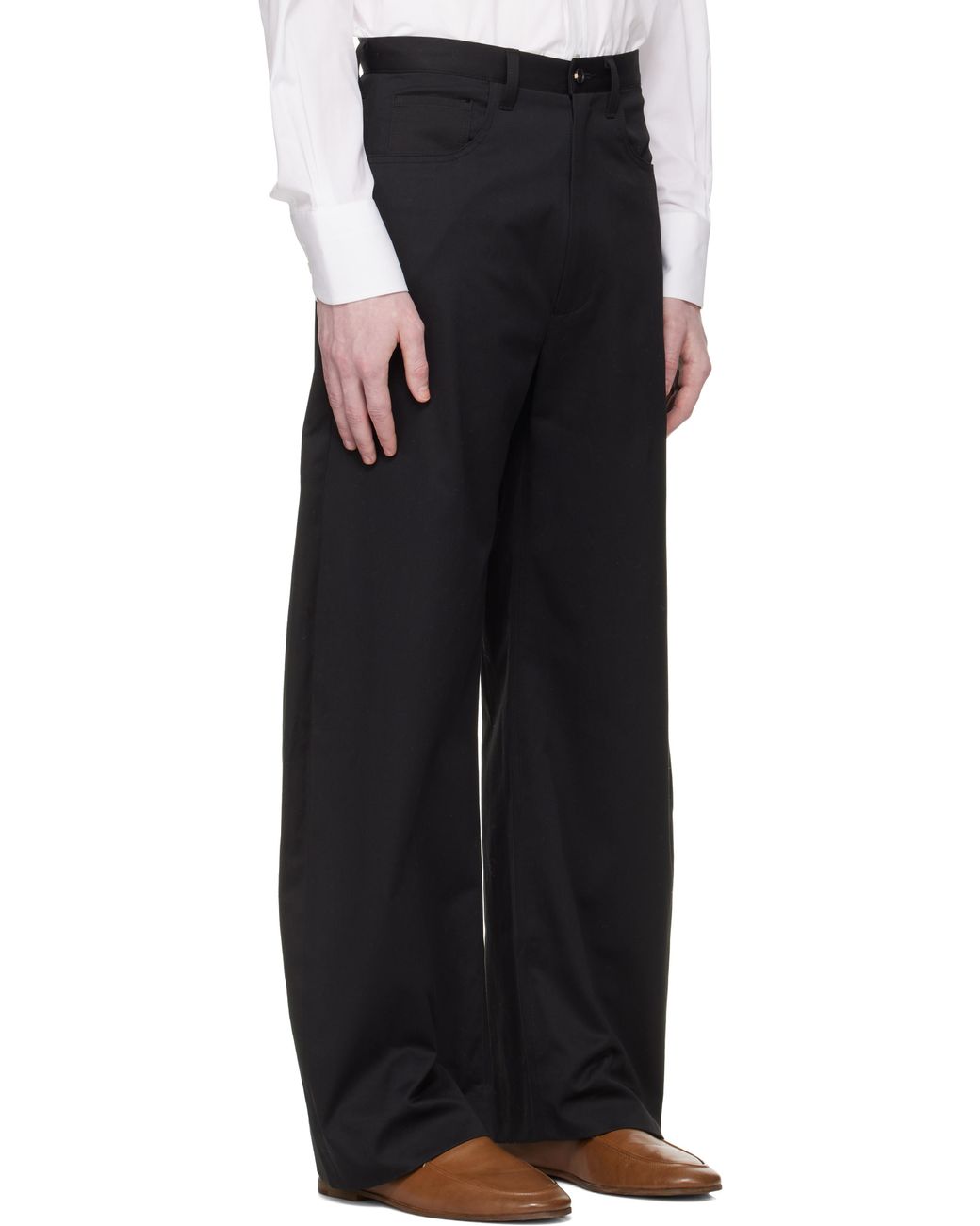 Ssstein Black Cotton Satin Round Trousers for men