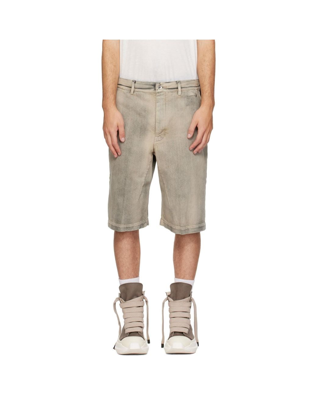 Rick Owens Natural Tower Denim Work Shorts for men