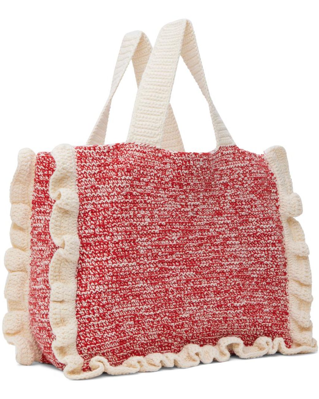 GANNI ■ Cotton Crochet Frill Tote Bag GANNI Cotton Crochet Frill Tote Bag in Black | endource