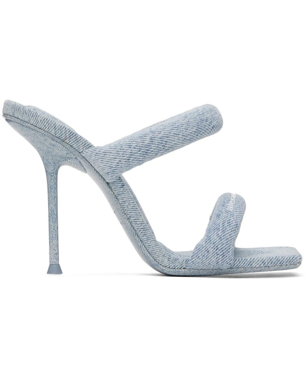 Alexander Wang ☆Julie Hotfix デニムサンダル 105mm julie 105mm denim crystal hotfix tubular sandal in WASHED