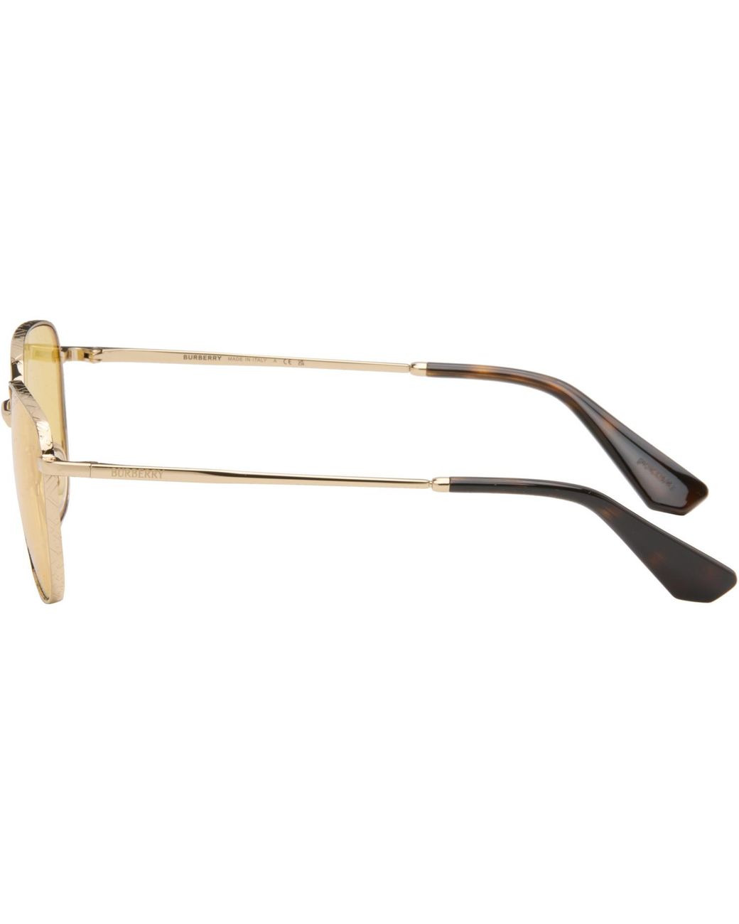 Burberry Brown Metal Check Square Sunglasses for men