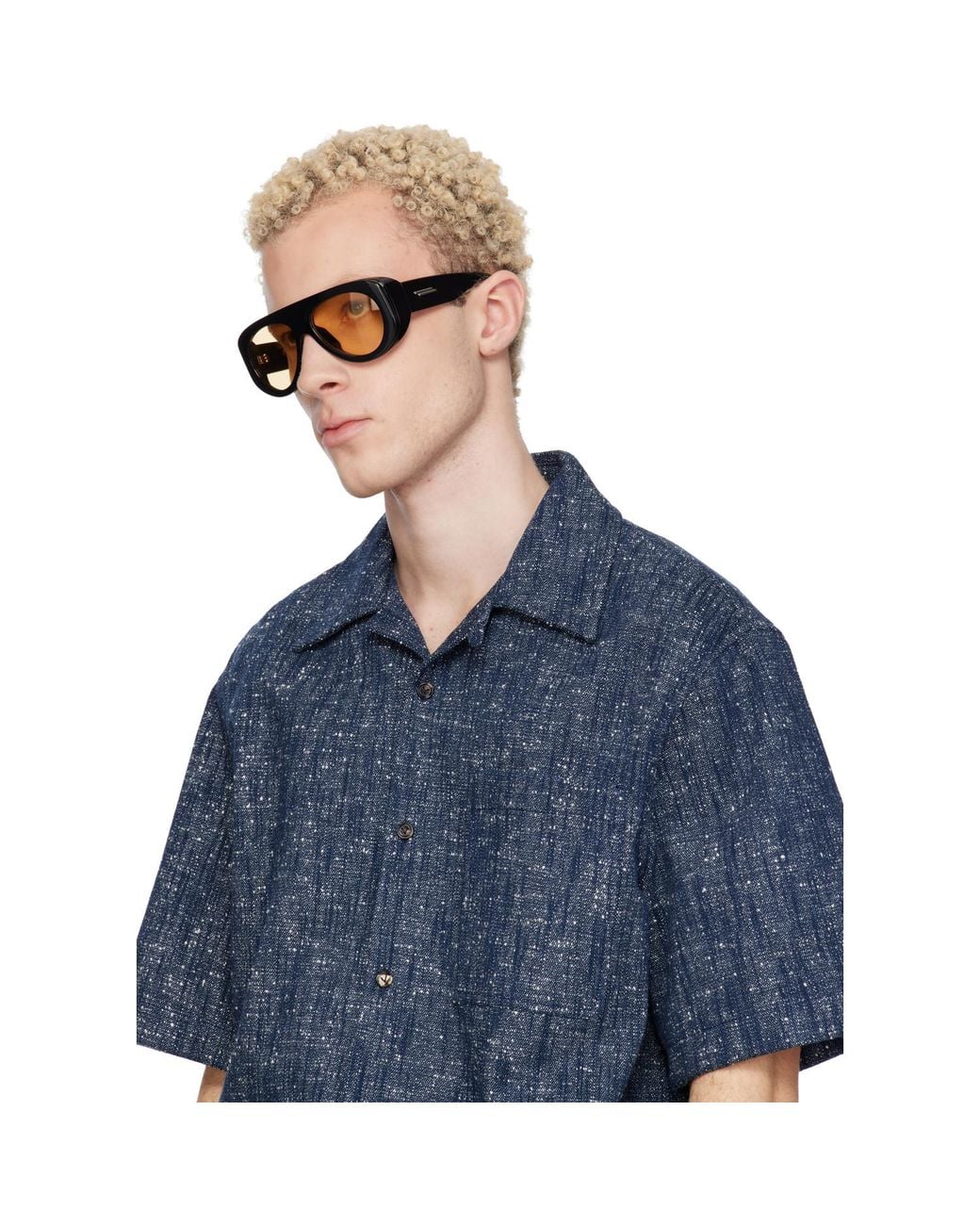 Bottega Veneta Black Osservatorio Aviator Sunglasses for men