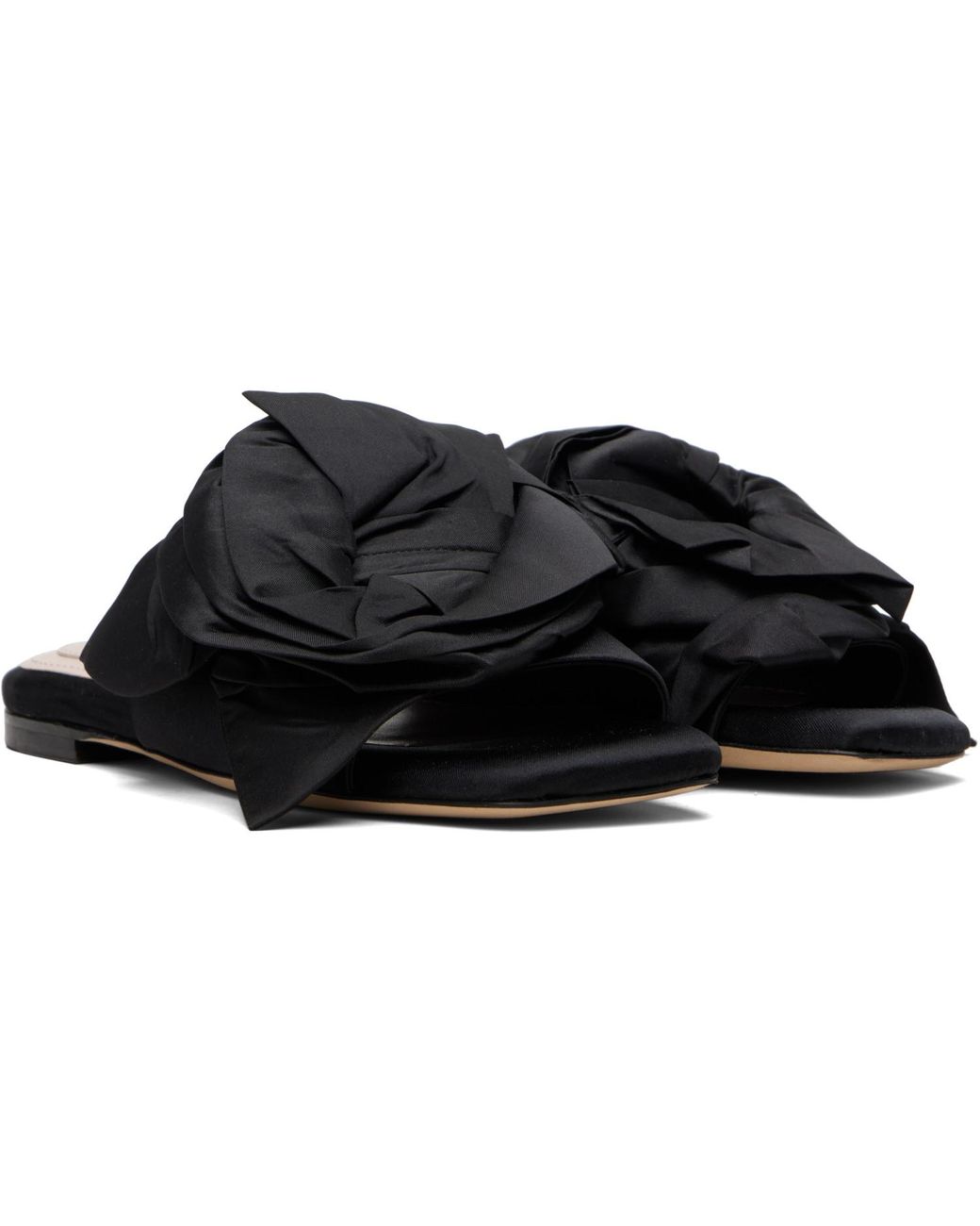 Simone Rocha Black Pressed Rosette Slides