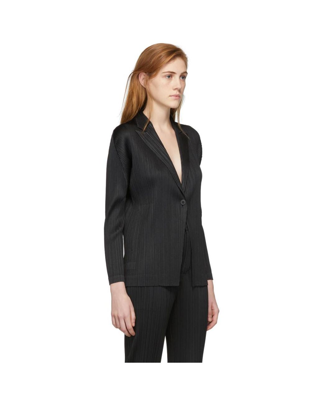 Pleats Please Issey Miyake Black Mannish Blazer | Lyst