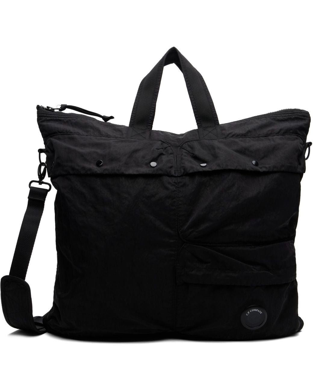 C P Company Black Nylon B Lens Tote for men