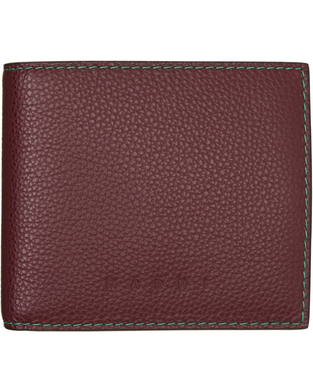 Marni Purple Burgundy Contrast Stitching Leather Bifold Wallet for men