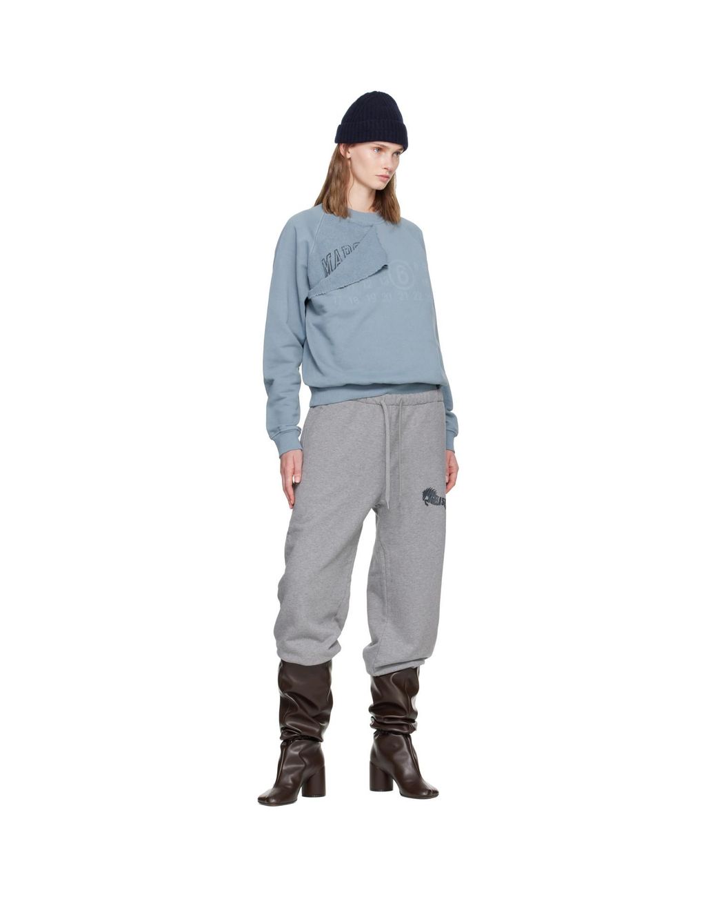 MM6 by Maison Margiela Blue Double Layer Sweatshirt