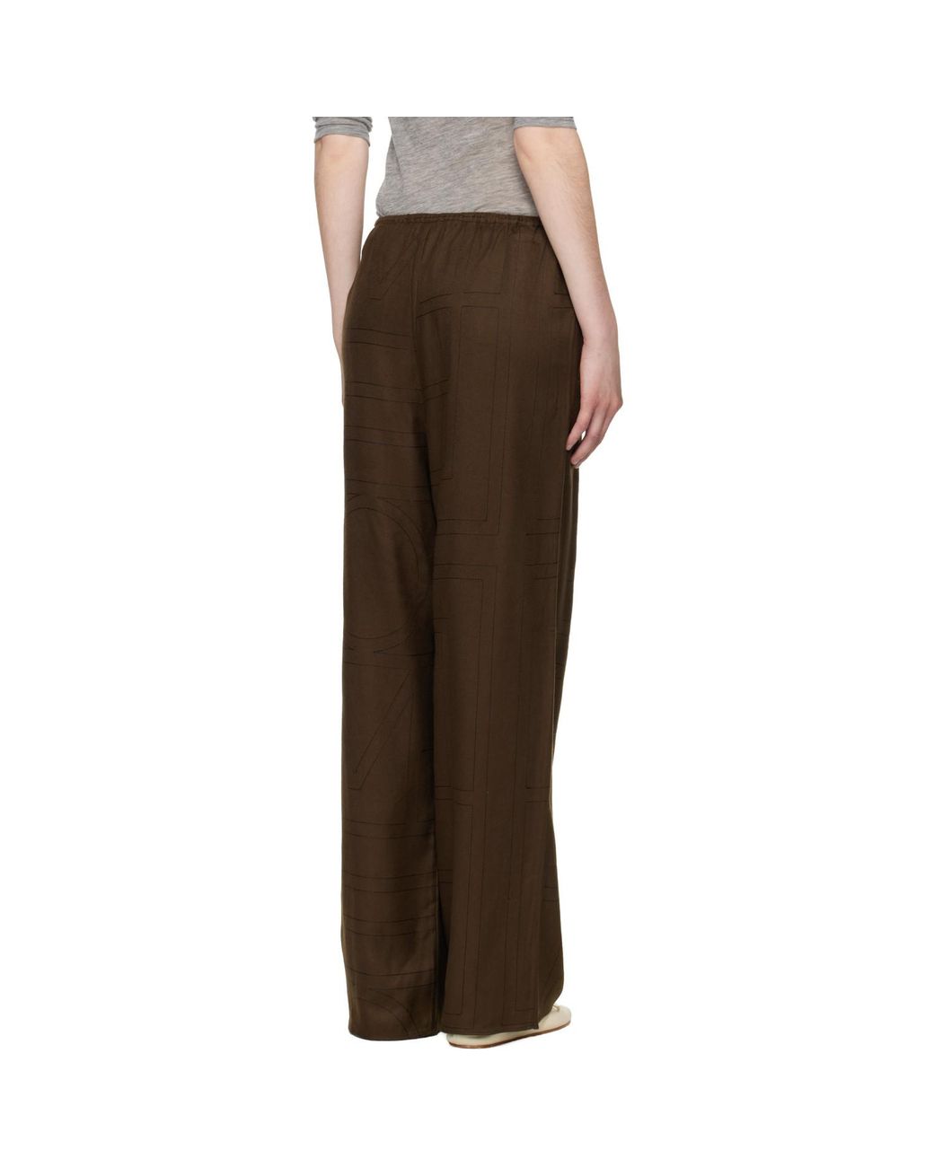 Totême Brown Monogram Flannel Lounge Pants
