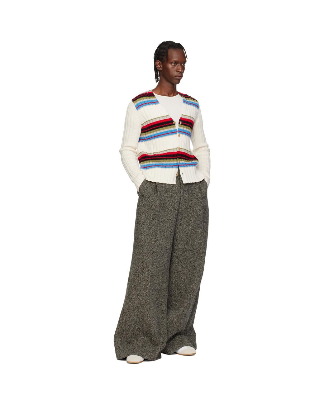 Dries Van Noten Black Off- Striped Cardigan for men