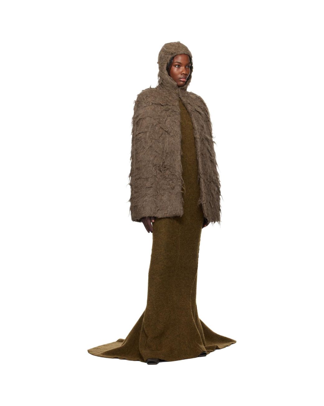 Rick Owens Brown Porterville Cape Jacket