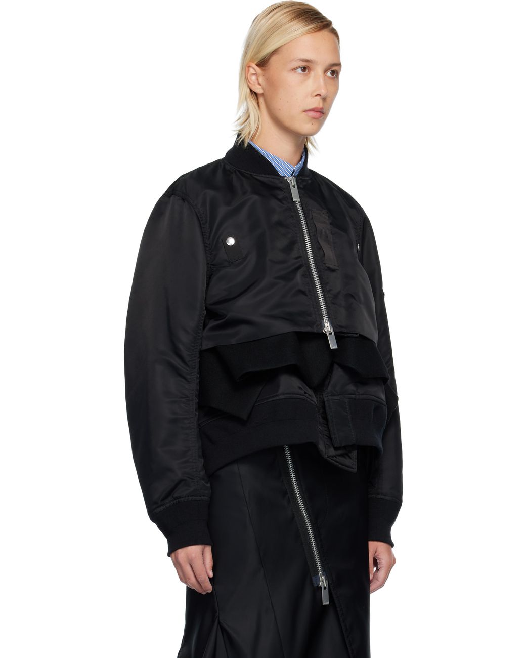 sacai/ナイロンツイルウールメルトンブルゾン/ボンバージャケット/サイズ1 sacai/ナイロンツイルウールメルトンブルゾン/ボンバージャケット